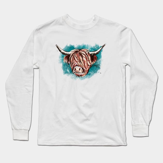 Highland Cow Long Sleeve T-Shirt by HJstudioDesigns